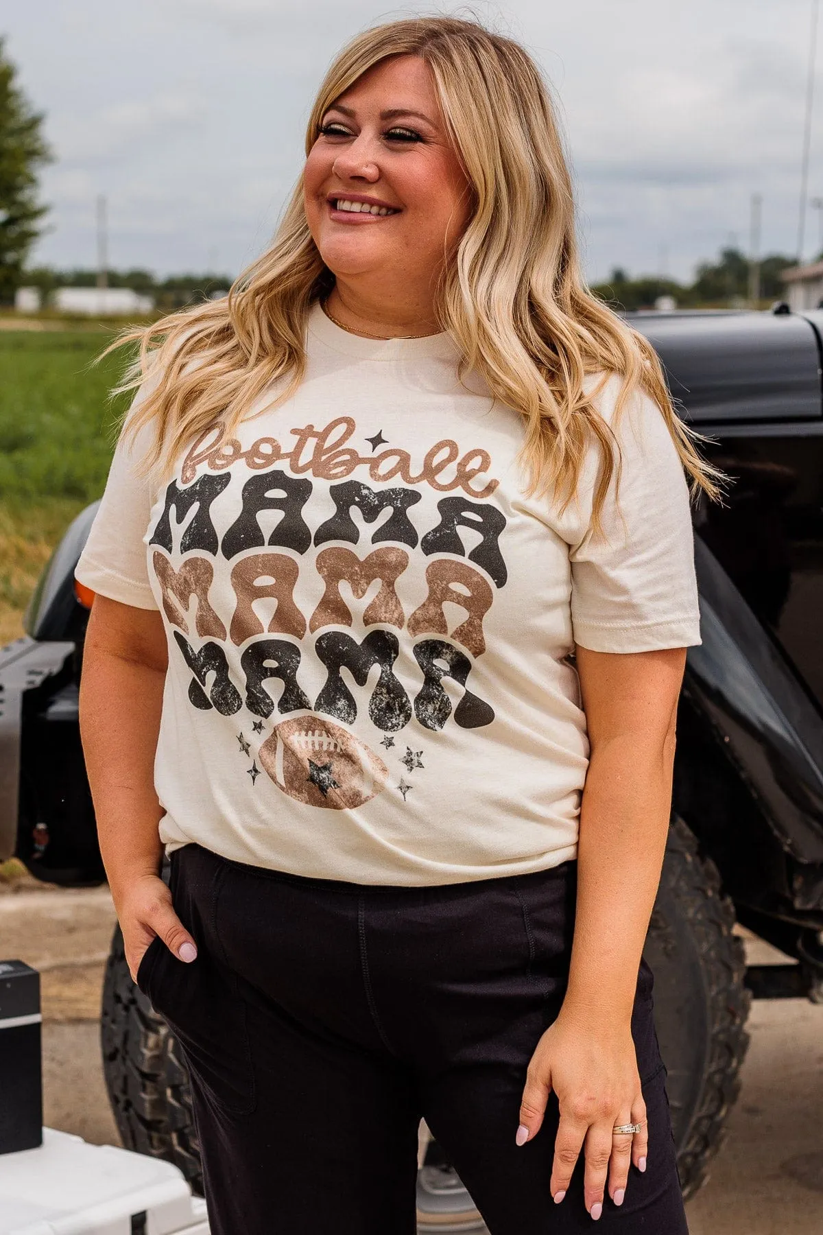 Football Mama Graphic Tee- Cream