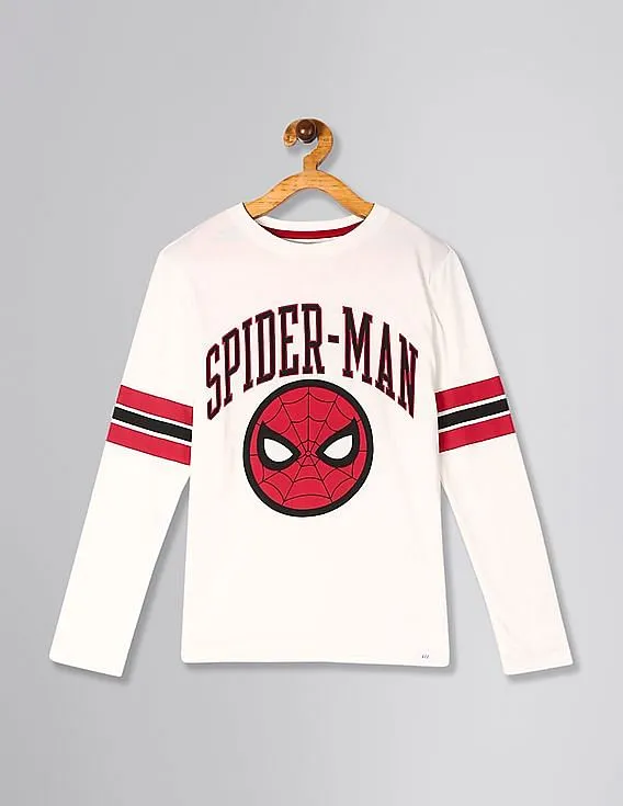 GAP Boys White Long Sleeve Spiderman Graphic T-Shirt