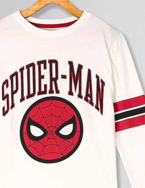 GAP Boys White Long Sleeve Spiderman Graphic T-Shirt