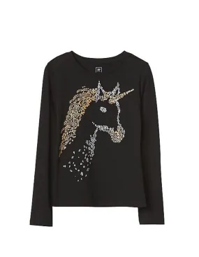 GAP Girls Black Embellished Graphic Tee