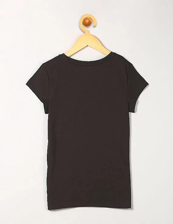 GAP Girls Black Short Sleeve Graphic Tee