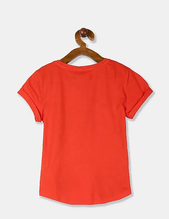 GAP Girls Red Embellished Safari Graphic Tee