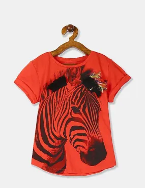 GAP Girls Red Embellished Safari Graphic Tee