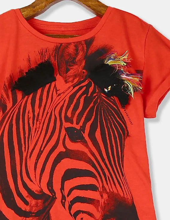 GAP Girls Red Embellished Safari Graphic Tee