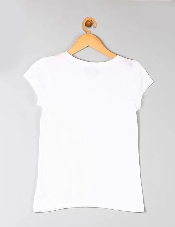 GAP Girls White Athletic Flag Graphic Tee