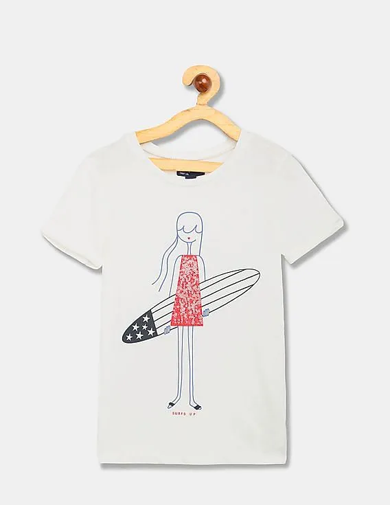 GAP Girls White Embellished Graphic Tee