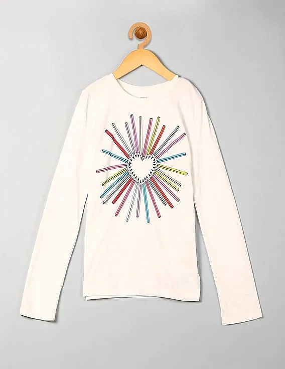 GAP Girls White Printed Graphic Tee