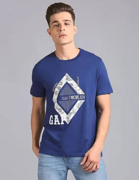 GAP Men Blue Printed Graphic Tee