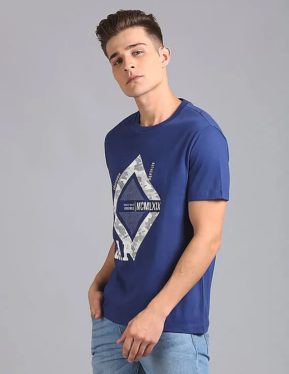 GAP Men Blue Printed Graphic Tee