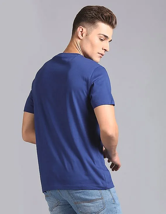 GAP Men Blue Printed Graphic Tee