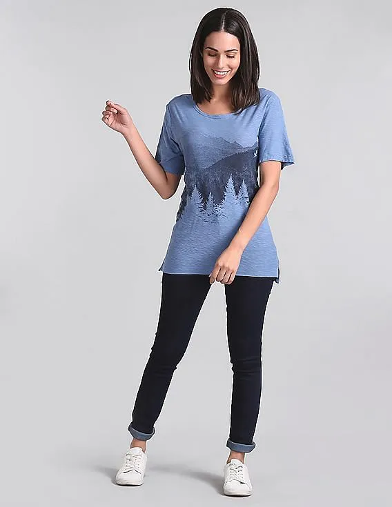 GAP Women Blue Pine View Graphic Tee