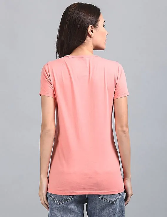 GAP Women Pink Drop Shoulder Boxy Graphic Tee With Rhinestone Highlights