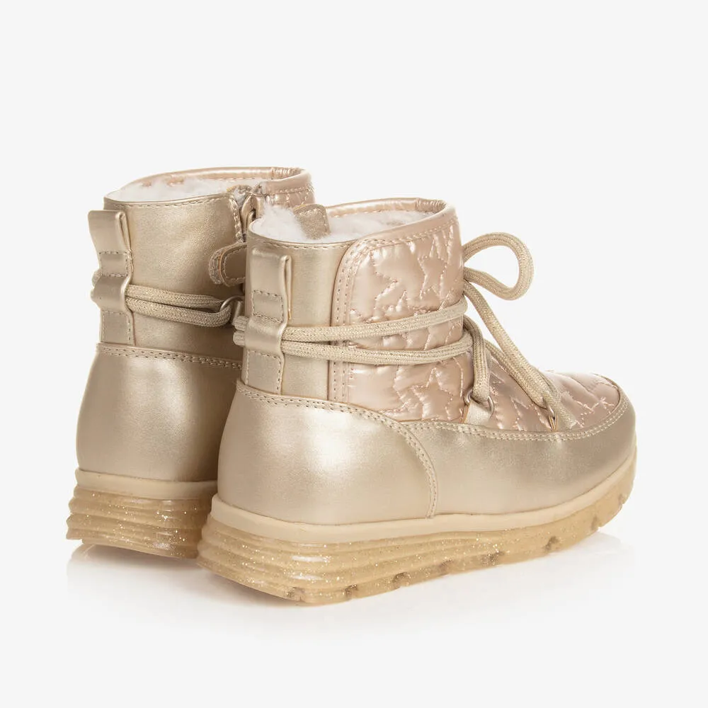 Girls Gold Star Quilted Snow Boots