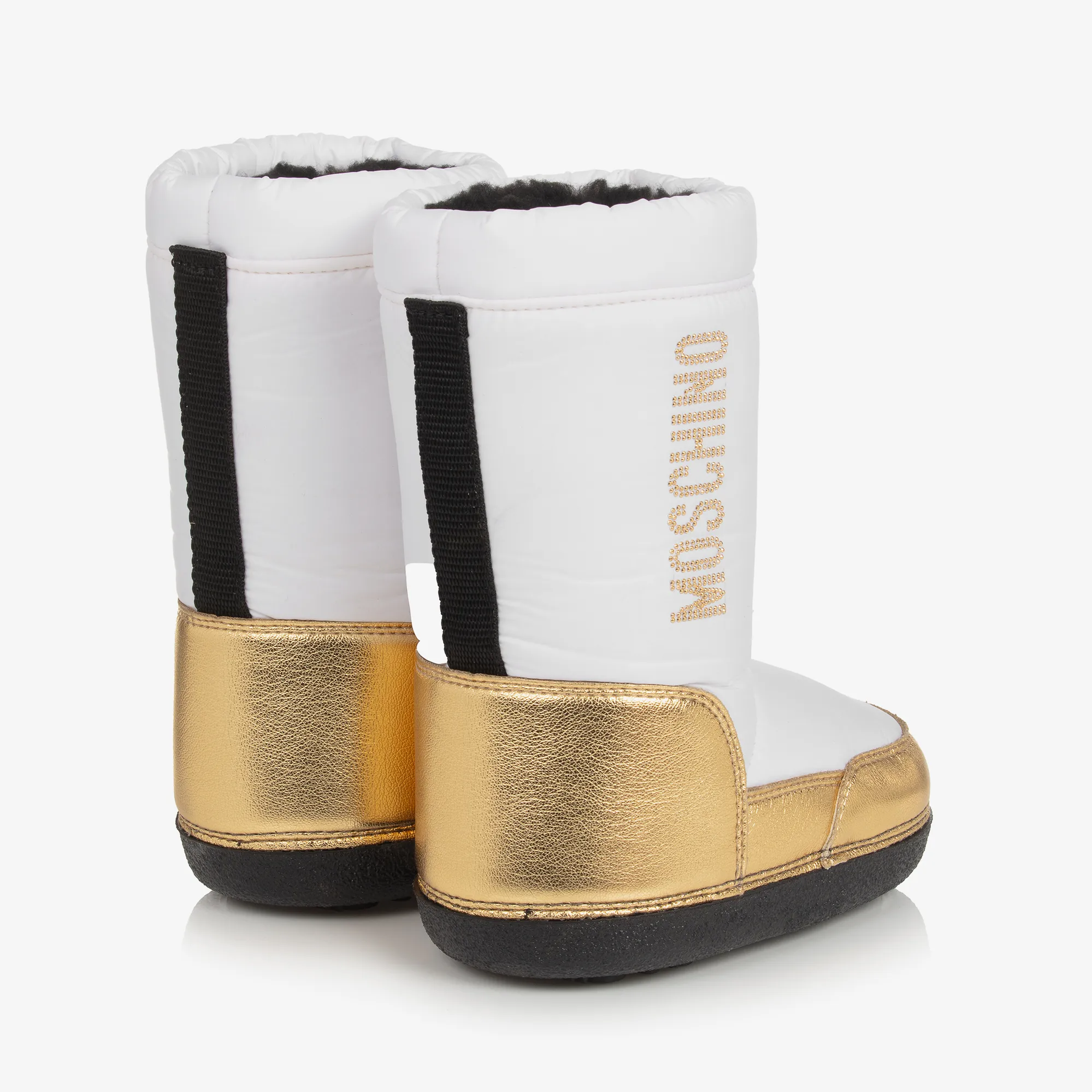 Girls White & Gold Snow Boots