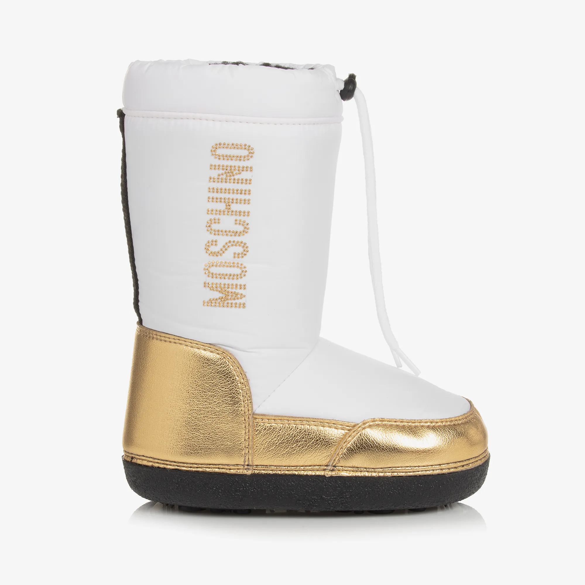 Girls White & Gold Snow Boots