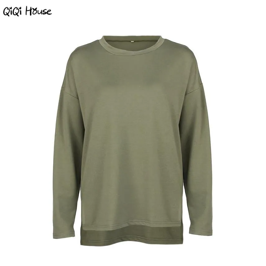 Green Women Hoodies Sweatshirts 2016 Autumn Long Sleeve Irregular Pullover Sweatshirts Chandal Mujer Completo#C126 SM6