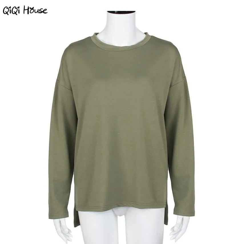 Green Women Hoodies Sweatshirts 2016 Autumn Long Sleeve Irregular Pullover Sweatshirts Chandal Mujer Completo#C126 SM6