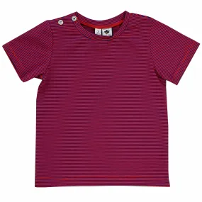 Henry Boys Button Shoulder Tee Red Blue Mini Stripe