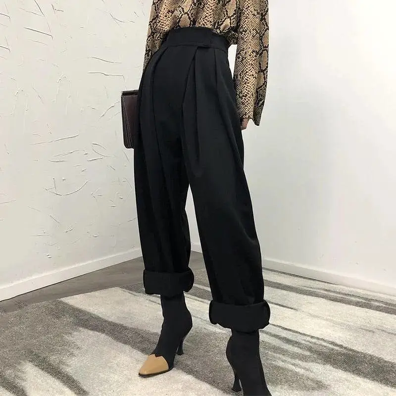 High Waist Loose Pleated Wide Leg Pants