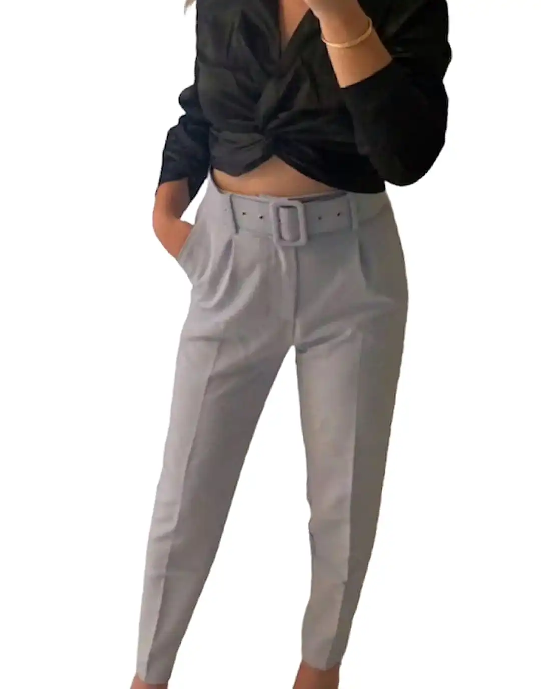 High Waisted Office Style Slim Pants