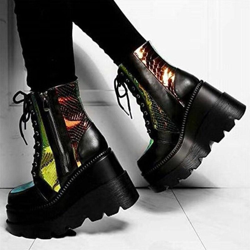 Hot Gothic High Heels Mid Calf Platform Booties