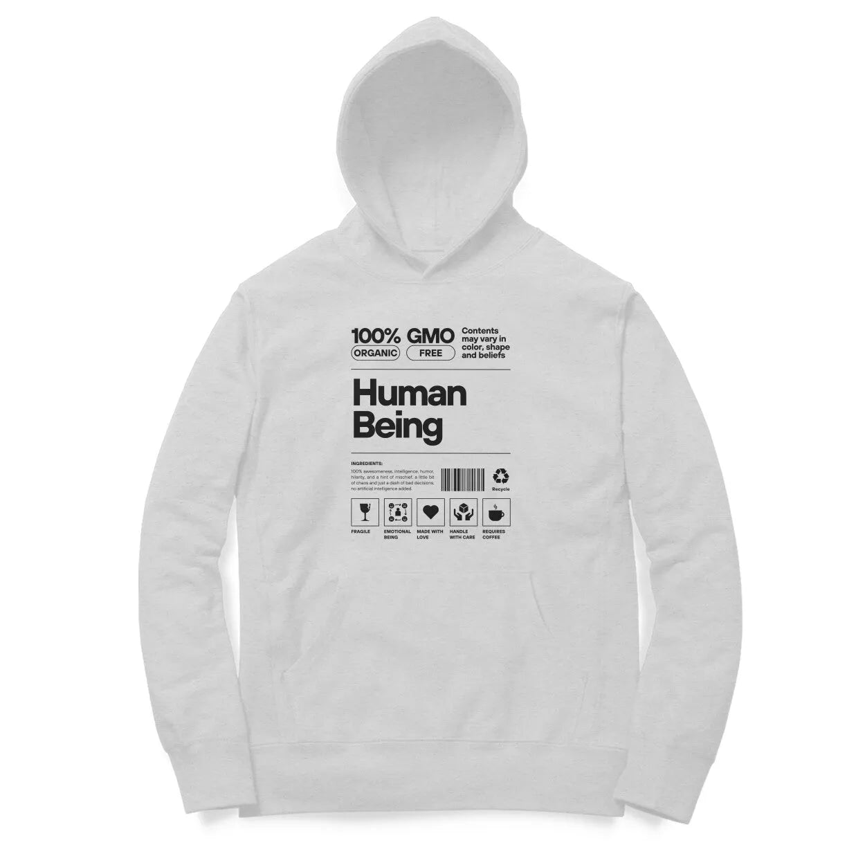 Human Being Typographic Print Cotton Hoodie For Men and Women