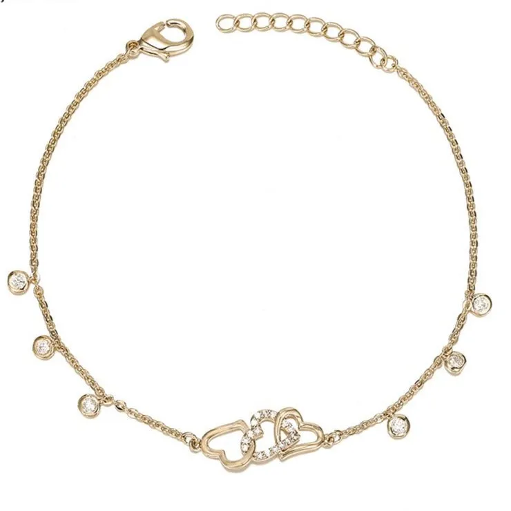 Interlocking Hearts  Dainty Gold Bracelet