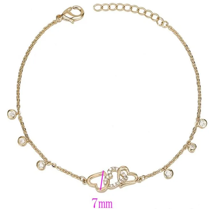 Interlocking Hearts  Dainty Gold Bracelet