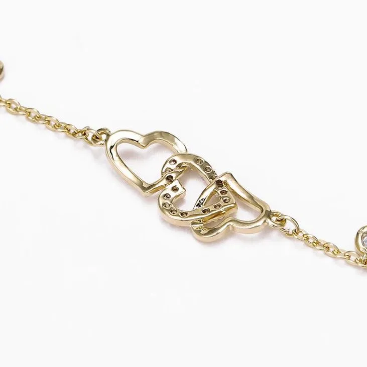 Interlocking Hearts  Dainty Gold Bracelet