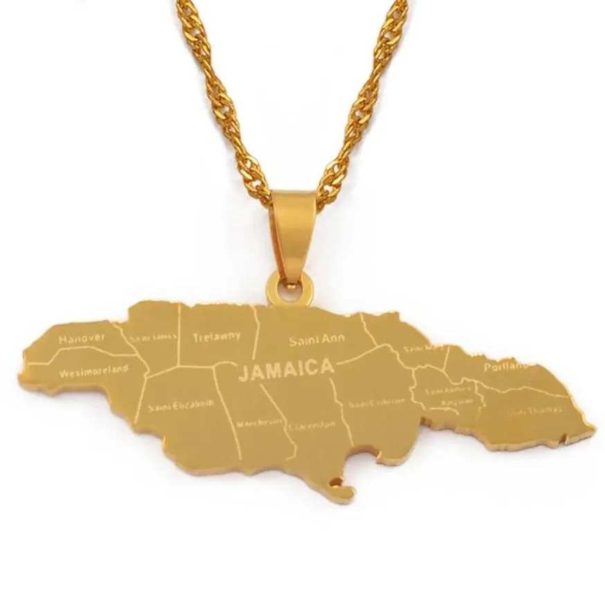 Jamaica City Map Pendant Necklace