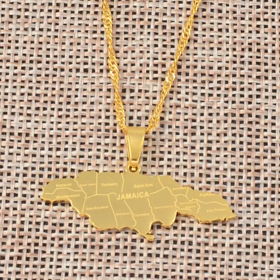 Jamaica City Map Pendant Necklace