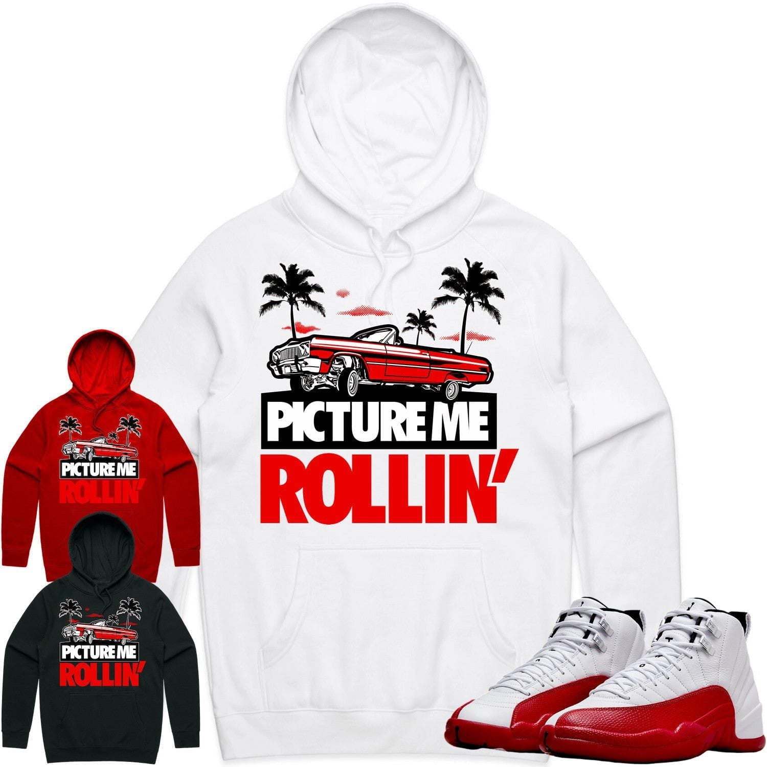 Jordan 12 Cherry 12s Hoodie to Match - RED PMR