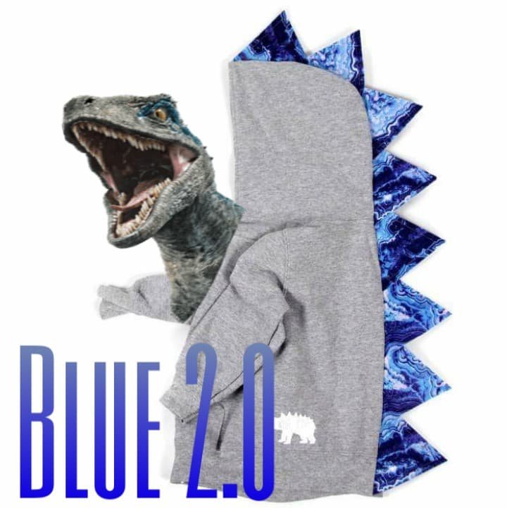 Jurassic World Blue Inspired Dinosaur Hoodie -- Blue Geode - Gray Jacket