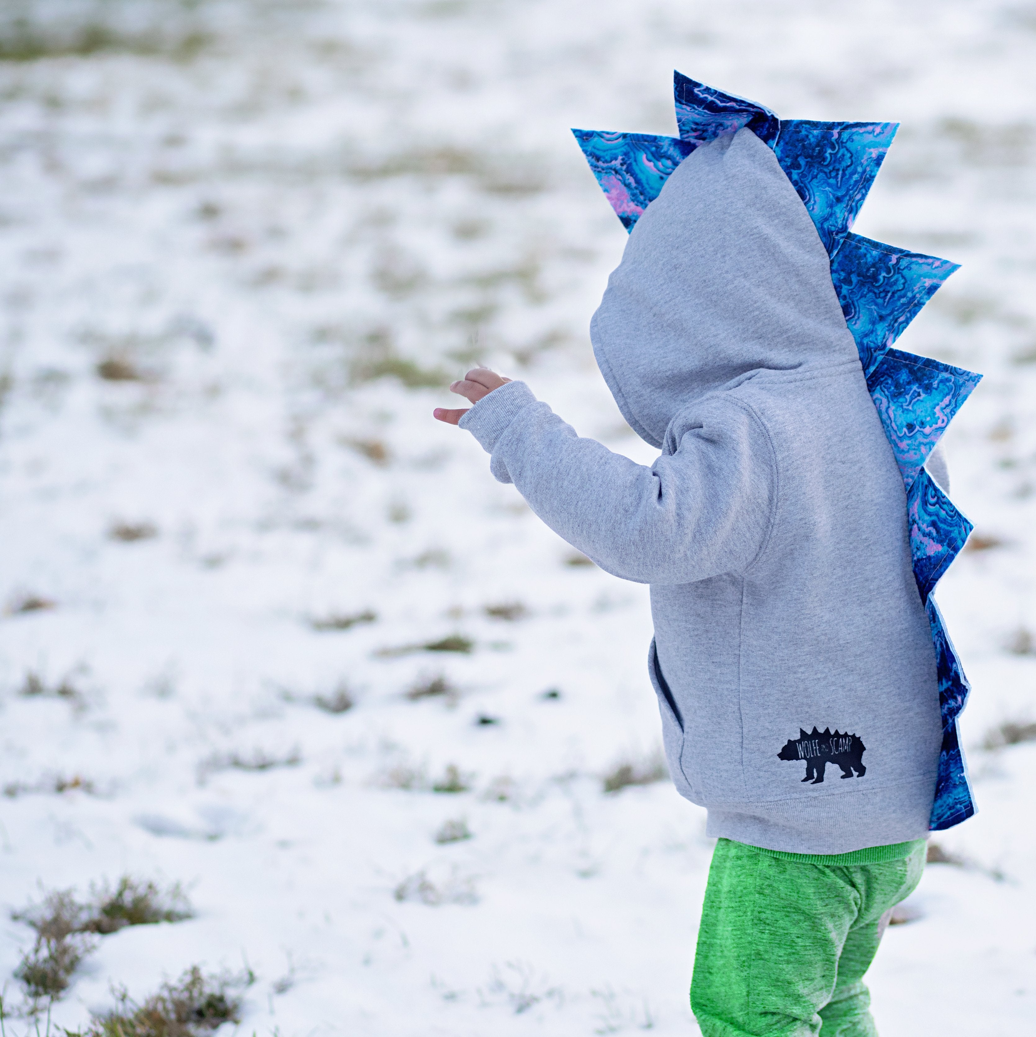 Jurassic World Blue Inspired Dinosaur Hoodie -- Blue Geode - Gray Jacket