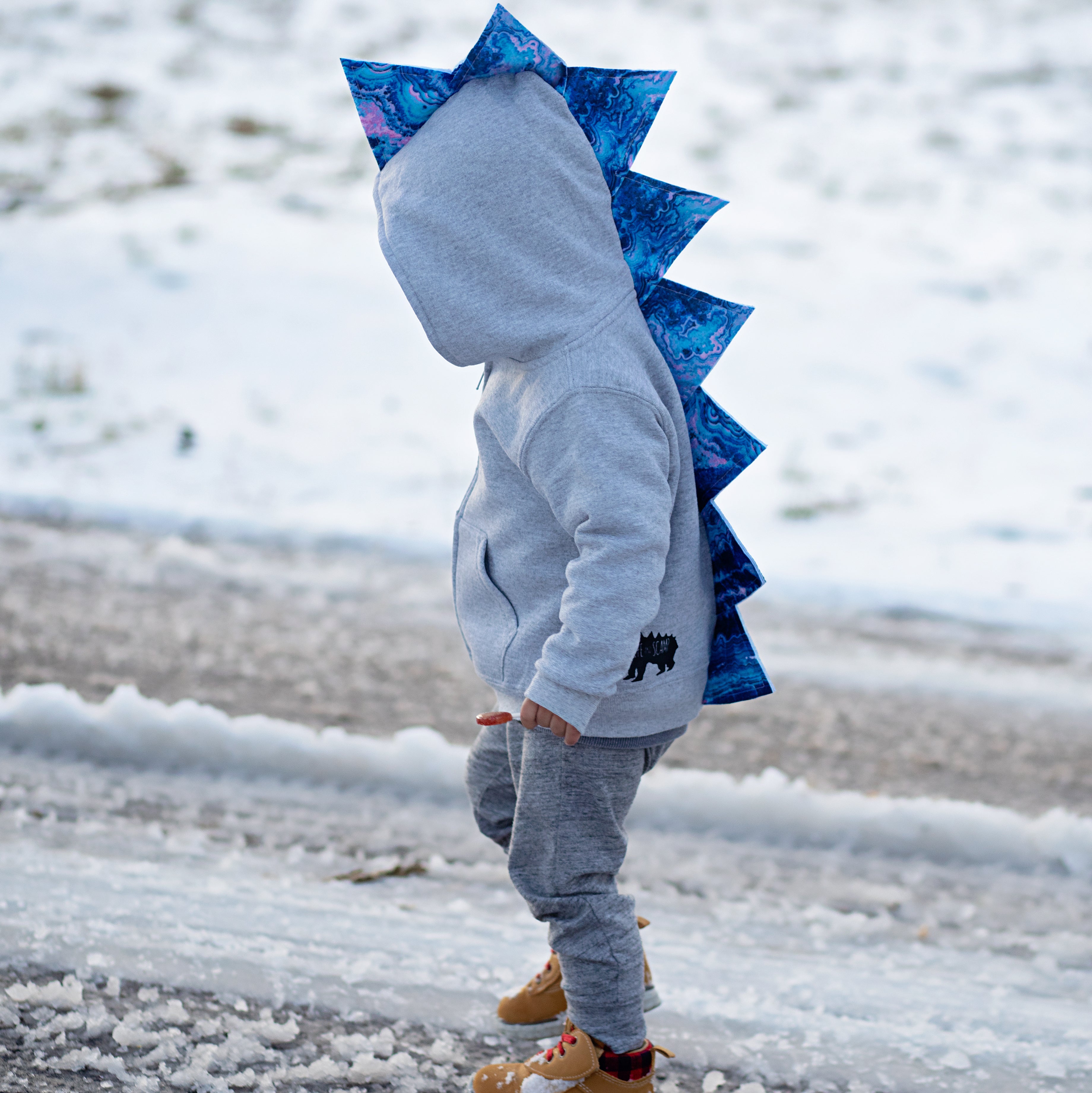 Jurassic World Blue Inspired Dinosaur Hoodie -- Blue Geode - Gray Jacket