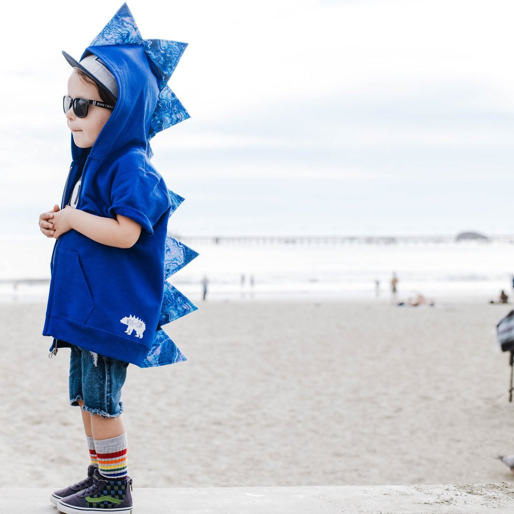 Jurassic World Blue Inspired Dinosaur Hoodie -- Blue-ti-full Dino -- Blue Geode Galaxy - Blue Jacket