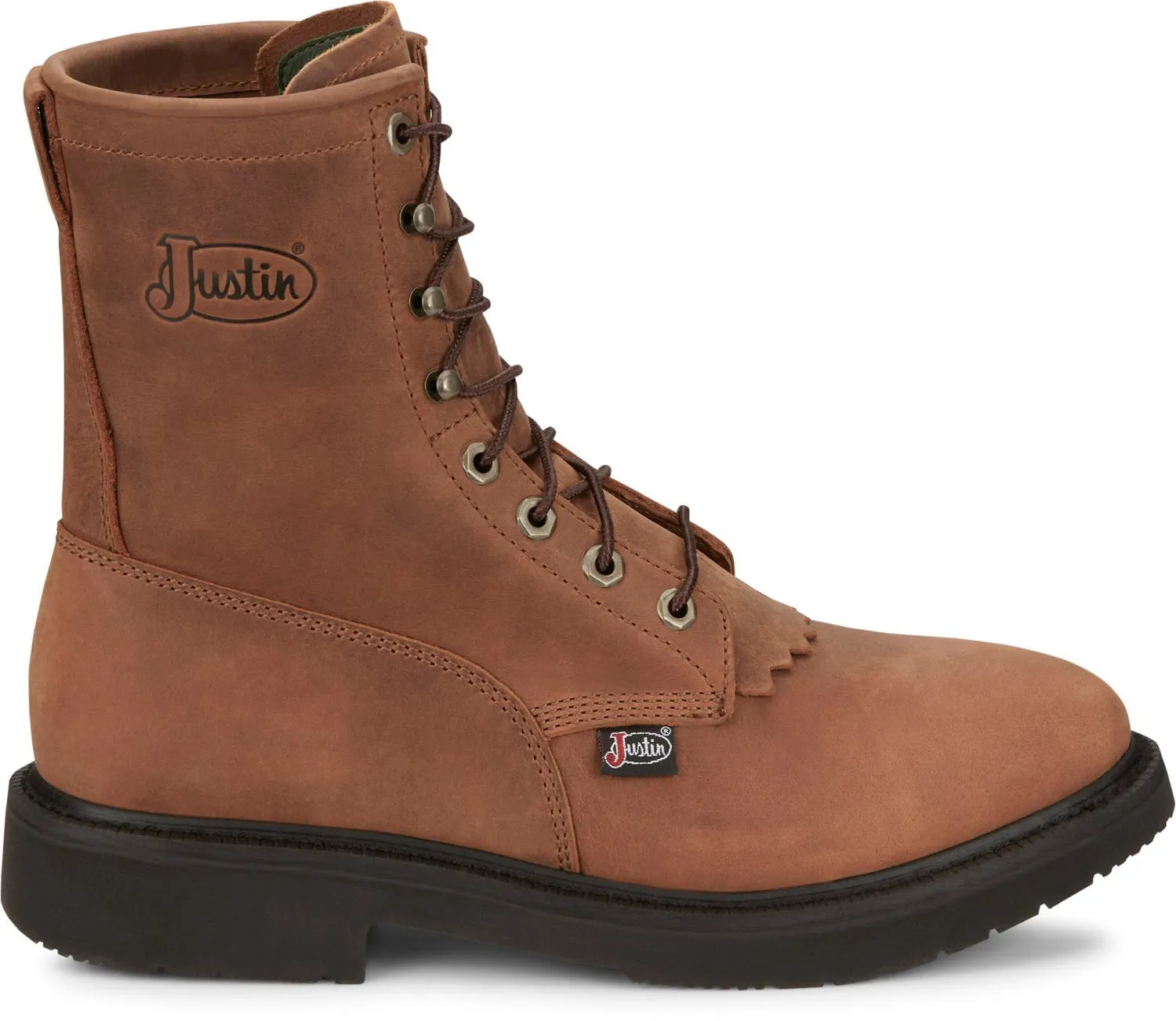 Justin Mens Livestock Aged Brown Leather Work Boots