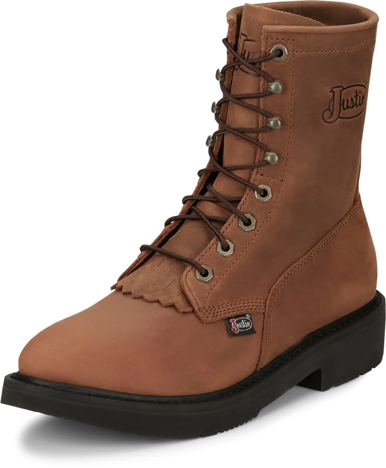 Justin Mens Livestock Aged Brown Leather Work Boots