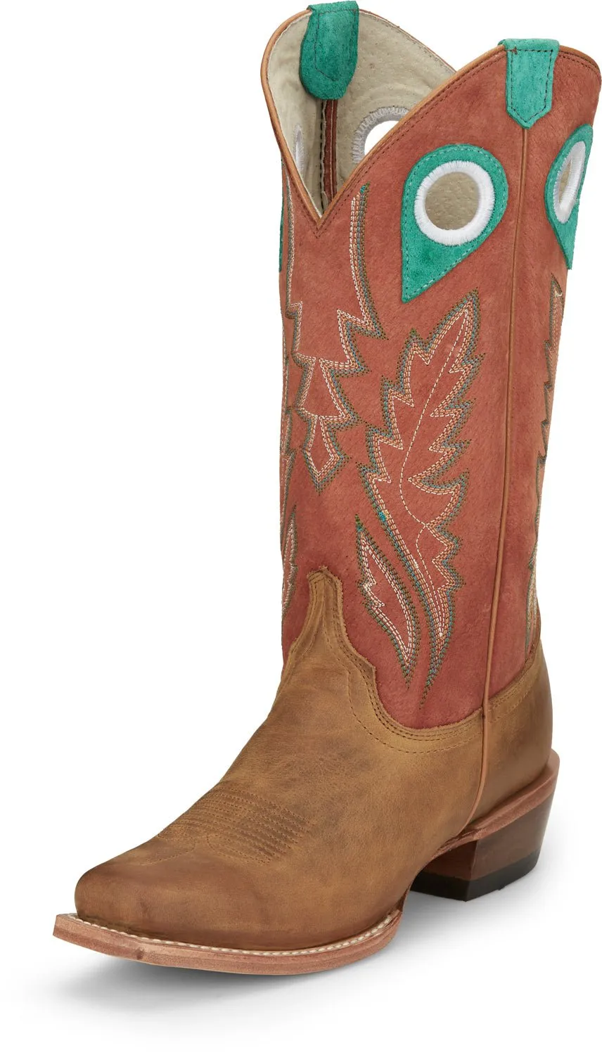 Justin Womens Lorena Sunflower Tan Suede Cowboy Boots