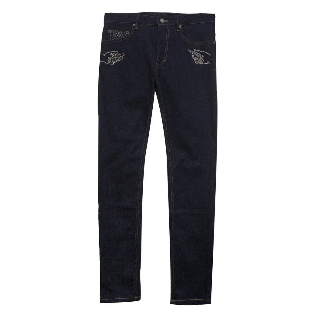 Khoman Room Pascal Embroidered Stretch Denim Jeans