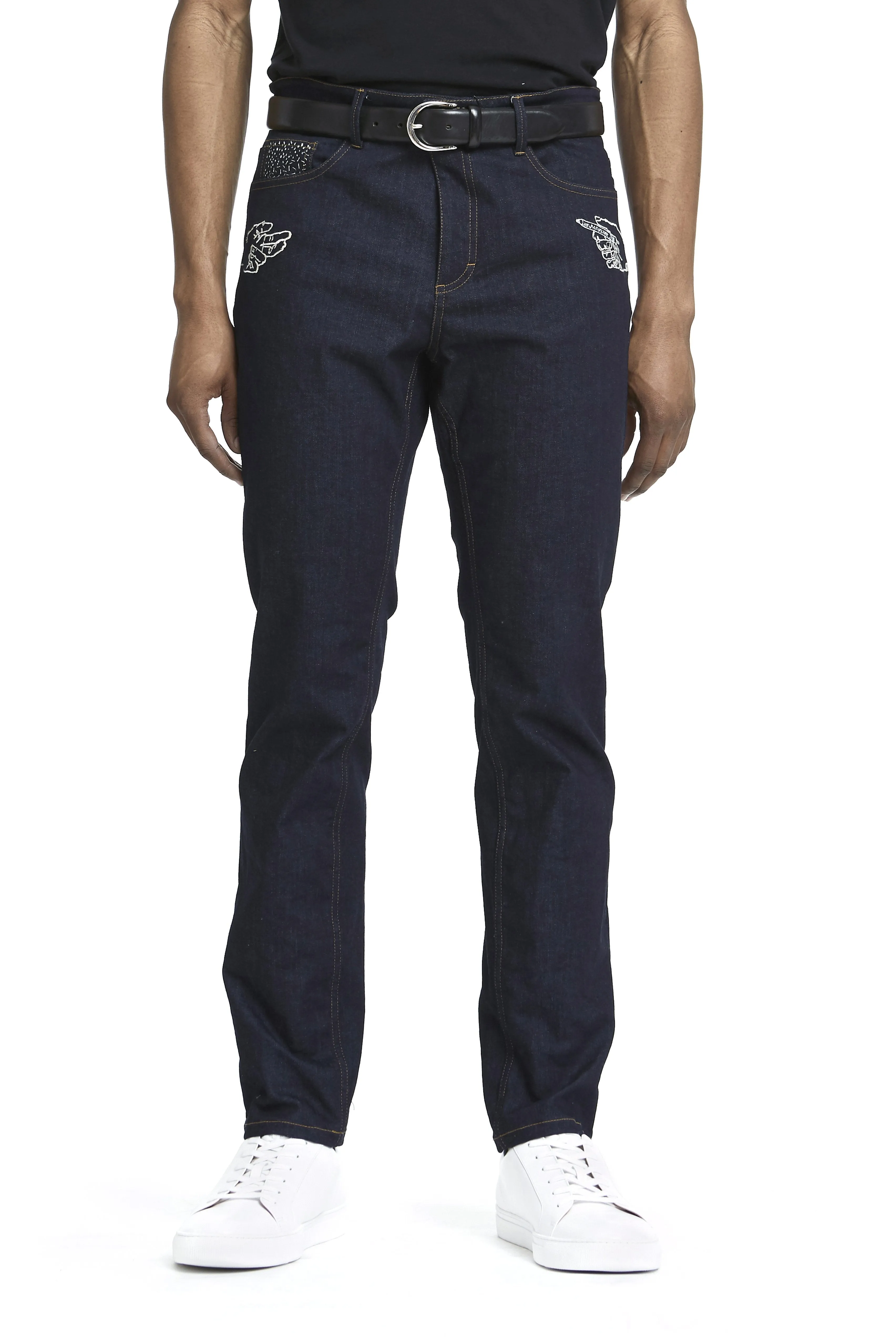 Khoman Room Pascal Embroidered Stretch Denim Jeans