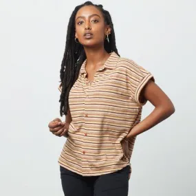 Known Supply Thelma Button Front Stripe Tee in Goldfinch