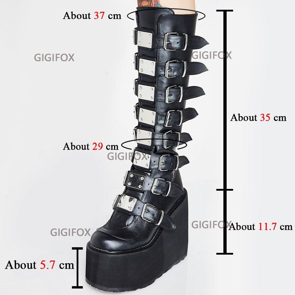 Make a Statement with Black Gothic Style Cool Punk Female Platform Wedges High Heels