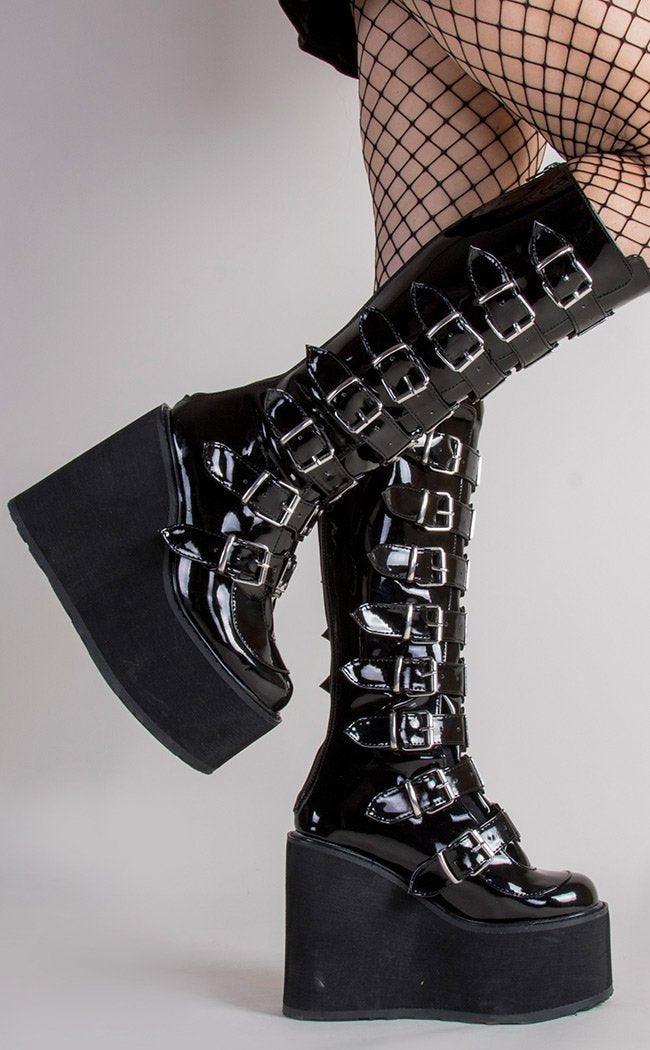 Make a Statement with Black Gothic Style Cool Punk Female Platform Wedges High Heels