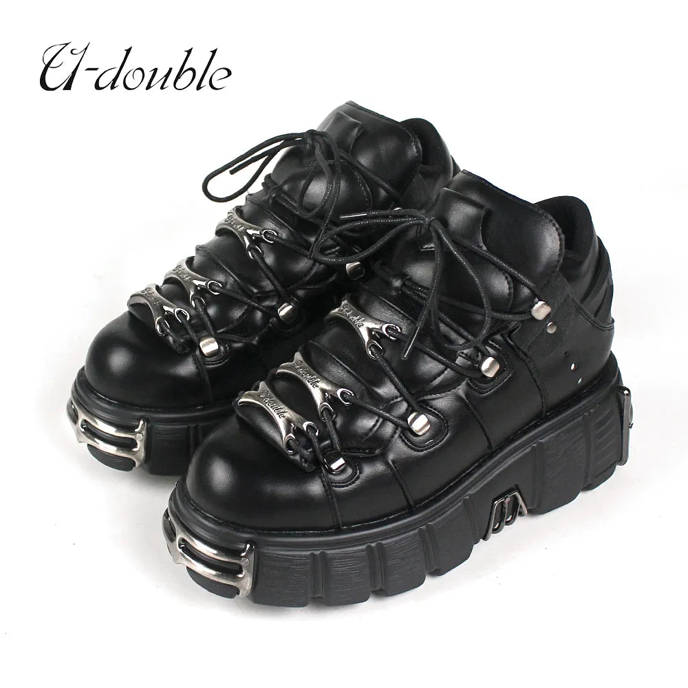 Make a Statement with Metal Toe Platform Punk Flats - Perfect for Goths, Metalheads, and Alternative Fashion Lovers