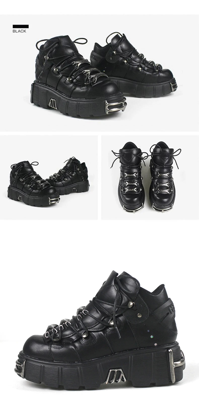 Make a Statement with Metal Toe Platform Punk Flats - Perfect for Goths, Metalheads, and Alternative Fashion Lovers