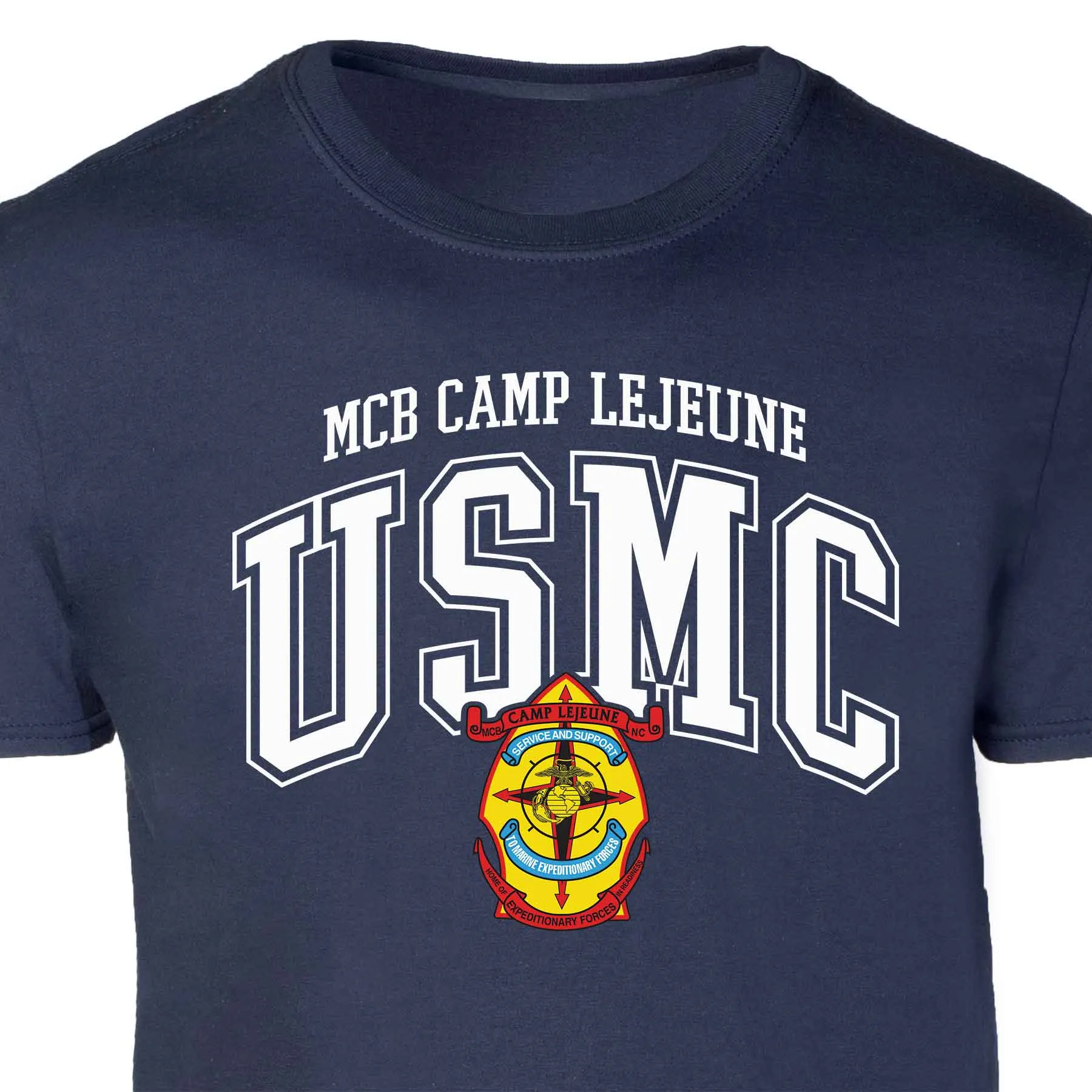 MCB Camp Lejeune Arched Patch Graphic T-shirt