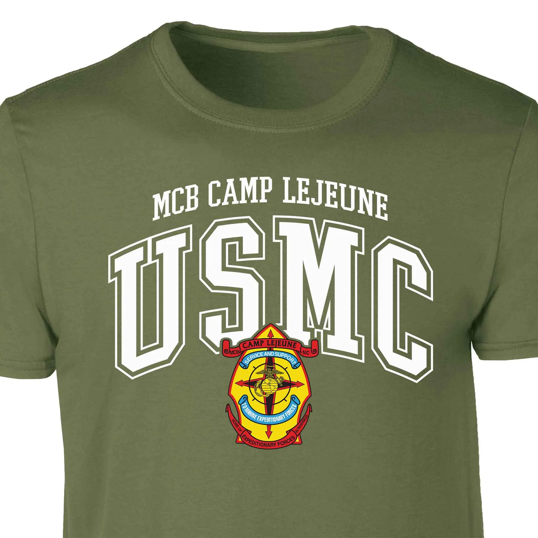 MCB Camp Lejeune Arched Patch Graphic T-shirt