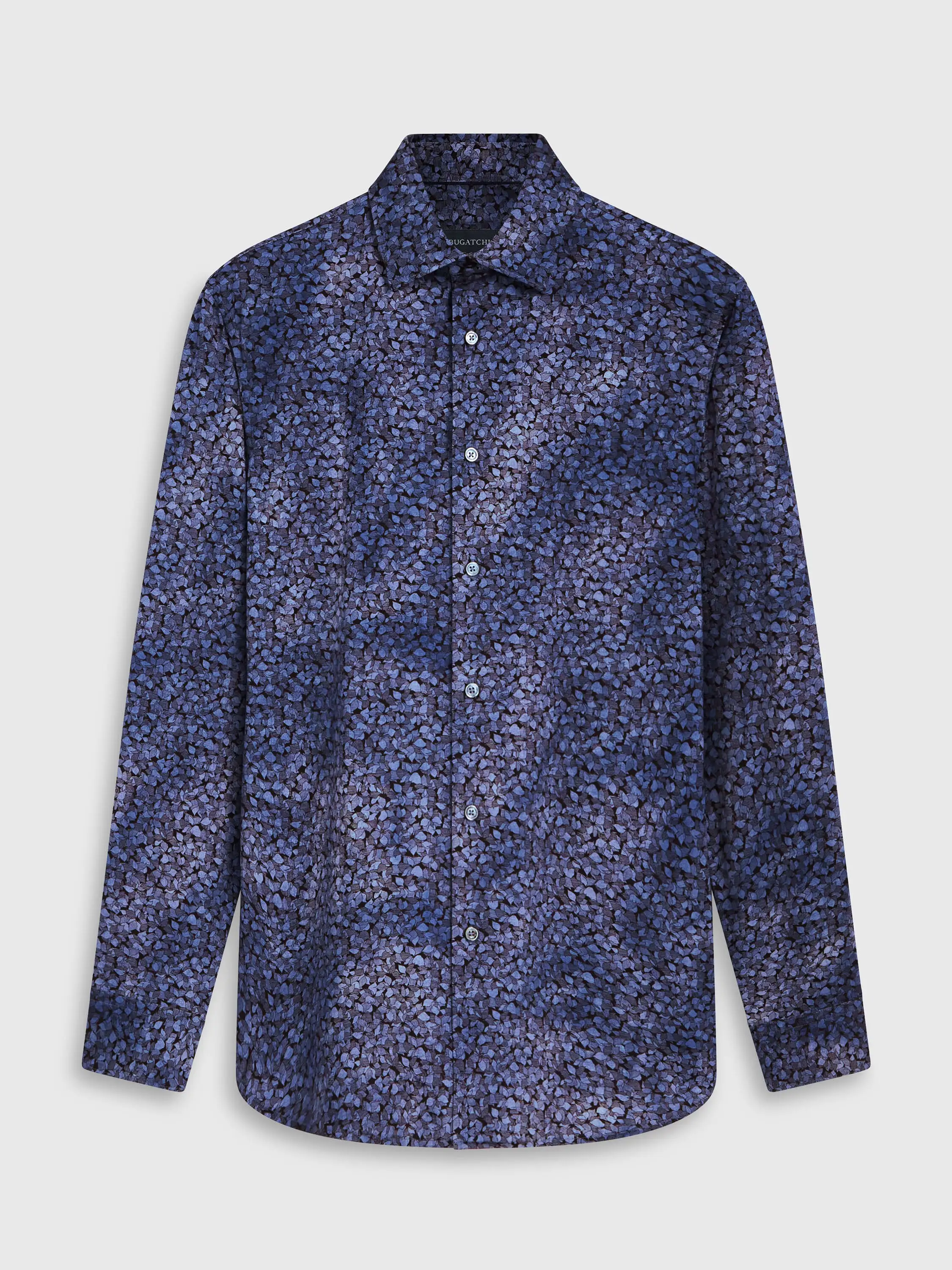 Men's Bugatchi | James Printed OoohCotton Shirt | Indigo