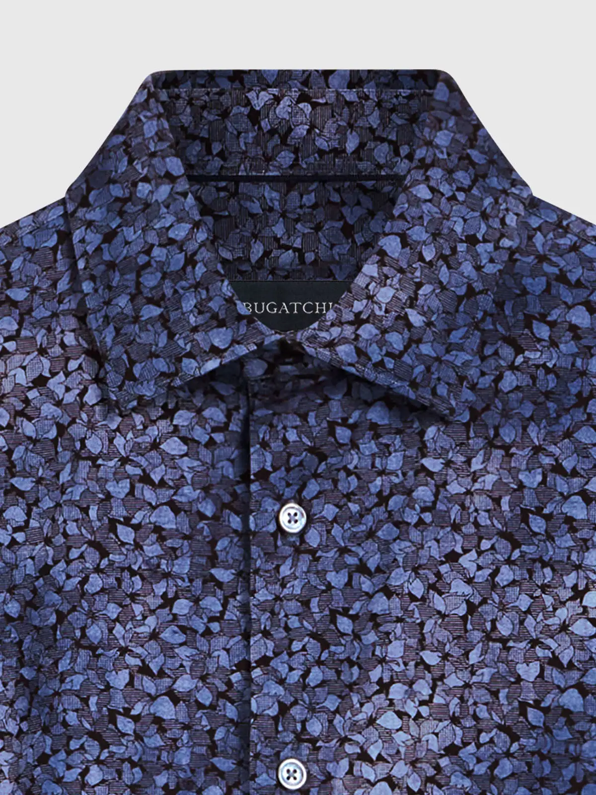 Men's Bugatchi | James Printed OoohCotton Shirt | Indigo